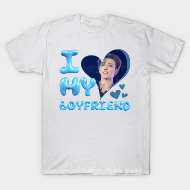 Kpop Ateez I love My Boyfriend HongJoong T-Shirt by StarBunnyDesigns